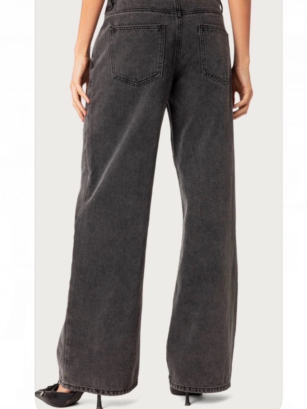 Edikted Low Rise Baggy Washed Black Jeans Size Small - Picture 2 of 6